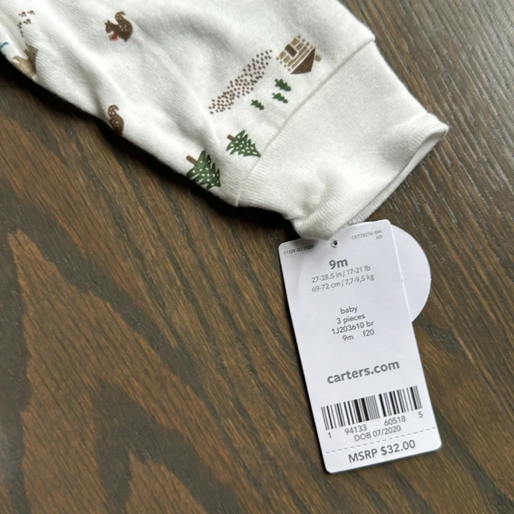 Carter's Baby 3-piece Sherpa Little Vest Set, Brown, 9M